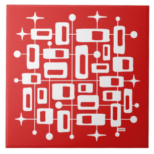 Mid Century Modern Atomic Abstract Ceramic Tile