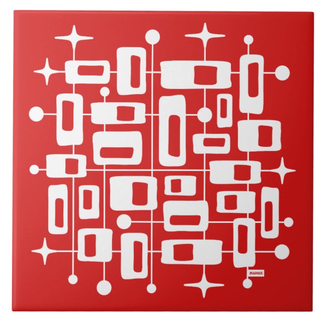Mid Century Modern Atomic Abstract Ceramic Tile (Front)