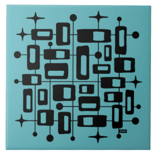 Mid Century Modern Atomic Abstract Ceramic Tile
