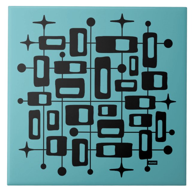 Mid Century Modern Atomic Abstract Ceramic Tile (Front)