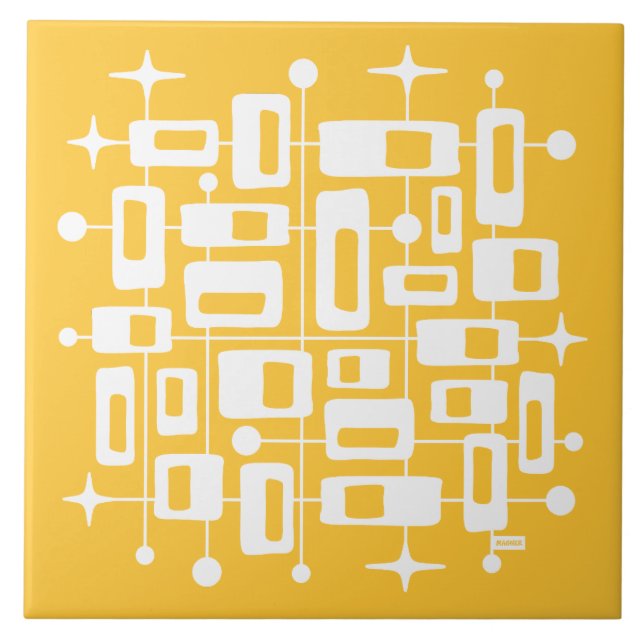 Mid Century Modern Atomic Abstract Ceramic Tile (Front)