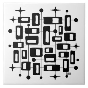 Mid Century Modern Atomic Abstract Ceramic Tile