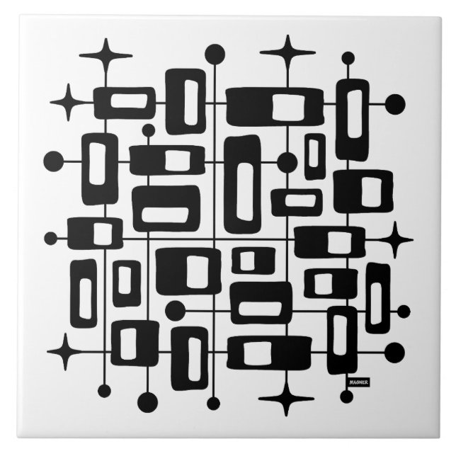 Mid Century Modern Atomic Abstract Ceramic Tile (Front)