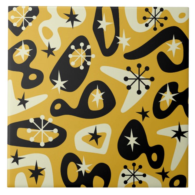 Mid Century Modern Atomic Abstract Ceramic Tile (Front)