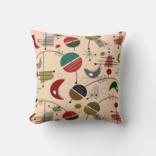 Mid-Century Modern Atomic Abstract in Cream Cushion (Front)