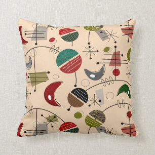 Mid-Century Modern Atomic Abstract in Cream Cushion