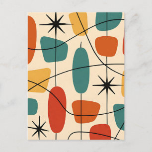 Mid Century Modern Atomic Abstract Postcard