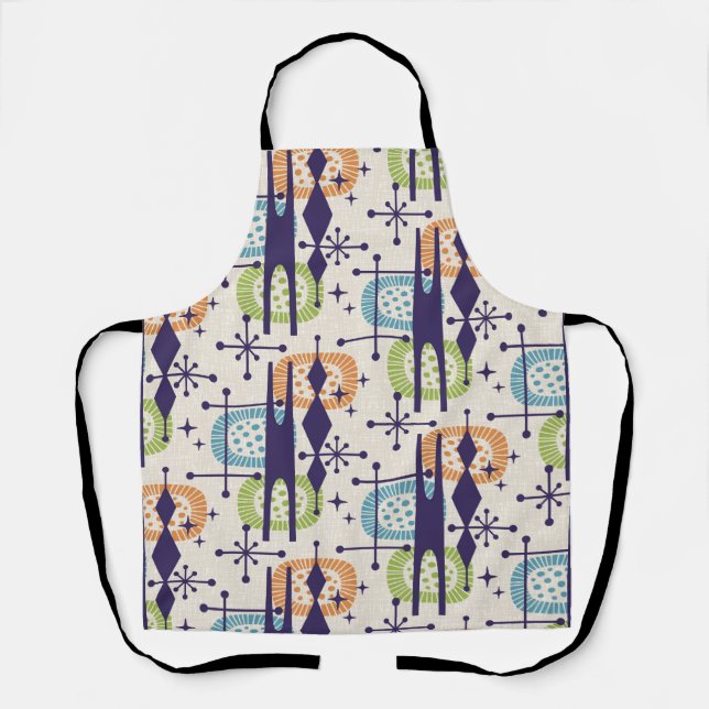 Mid Century Modern Atomic Age Abstract Pattern Apron (Front)