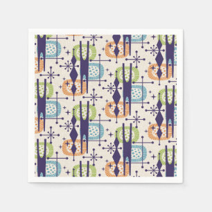 Mid Century Modern Atomic Age Abstract Pattern Napkin