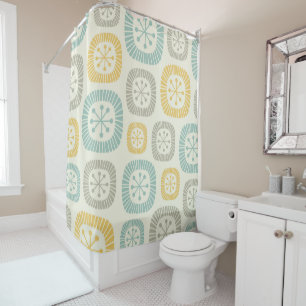 Mid Century Modern Atomic Age Abstract Pattern Shower Curtain