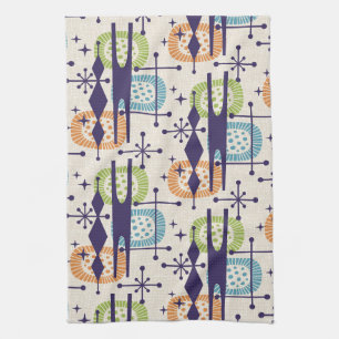 Mid Century Modern Atomic Age Abstract Pattern Tea Towel