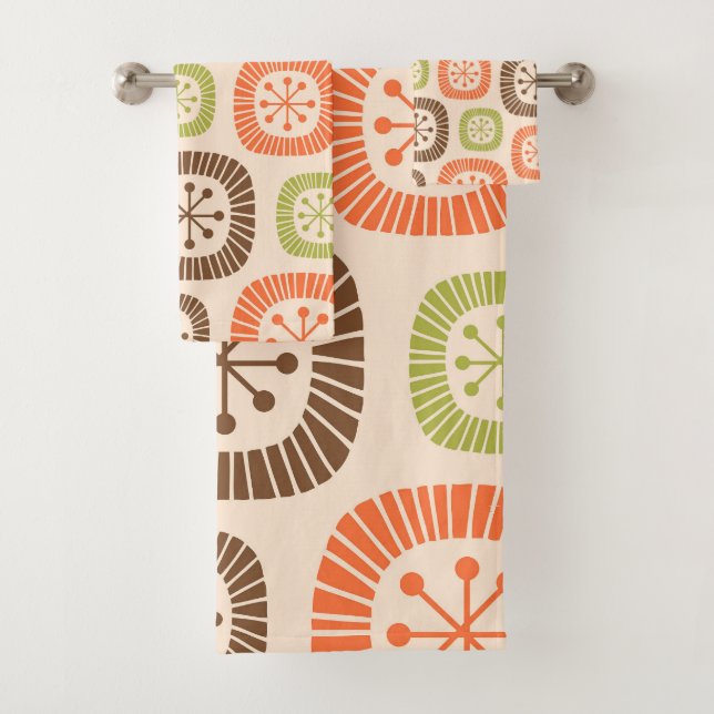 Mid Century Modern Atomic Age Bath Towel Set (Insitu)