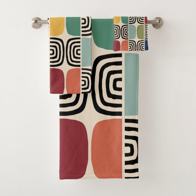 Mid Century Modern Atomic Age Bath Towel Set (Insitu)