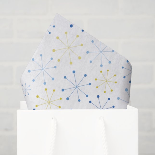 Mid-Century Modern Atomic Age Blue Yellow Pattern Tissue Paper (Gift Bag)
