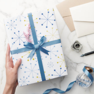 Mid-Century Modern Atomic Age Blue Yellow Wrapping Paper
