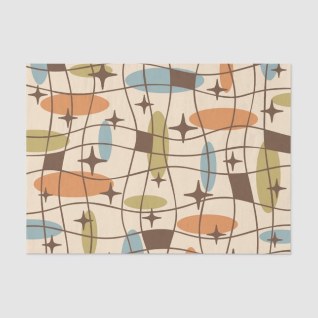 Mid Century Modern Atomic Age Cosmic Pattern Tissue Paper (Front)