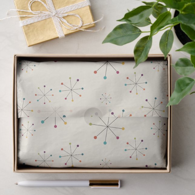 Mid-Century Modern Atomic Age Cream Pattern Tissue Paper (Gift)