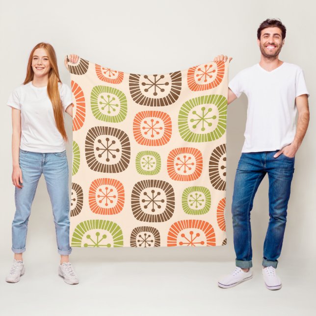Mid Century Modern Atomic Age Fleece Blanket (In Situ)