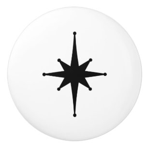Mid Century Modern Atomic Age Minimalist Starburst Ceramic Knob