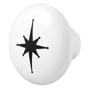 Mid Century Modern Atomic Age Minimalist Starburst Ceramic Knob