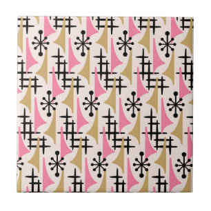 Mid Century Modern Atomic Age Pattern Ceramic Tile