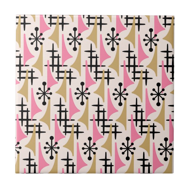 Mid Century Modern Atomic Age Pattern Ceramic Tile (Front)