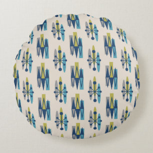 Mid Century Modern Atomic Age Pattern Round Cushion
