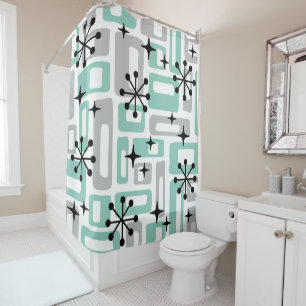 Mid Century Modern Atomic Age Pattern Shower Curtain