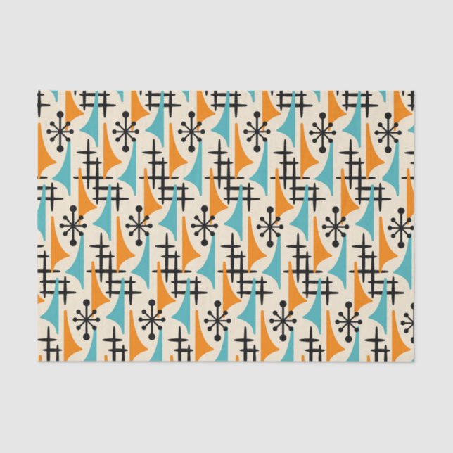 Mid-Century Modern Atomic Age Pattern Tissue Paper (Front)