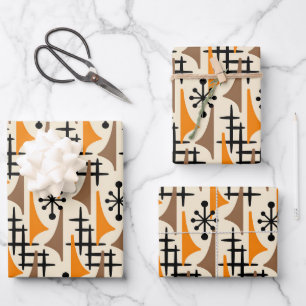 Mid Century Modern Atomic Age Pattern Wrapping Paper Sheet
