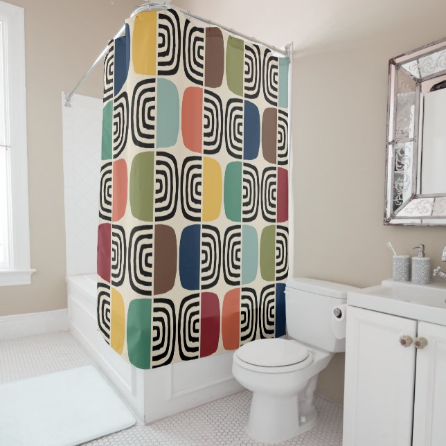 Mid Century Modern Atomic Age Shower Curtain (In Situ)