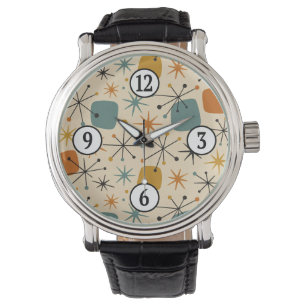 Mid Century Modern Atomic Age Starburst Pattern Watch