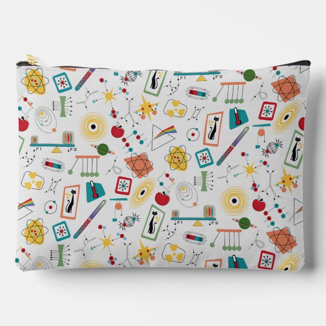 Mid Century Modern Atomic Age STEM Physics Scatter Accessory Pouch (Front)