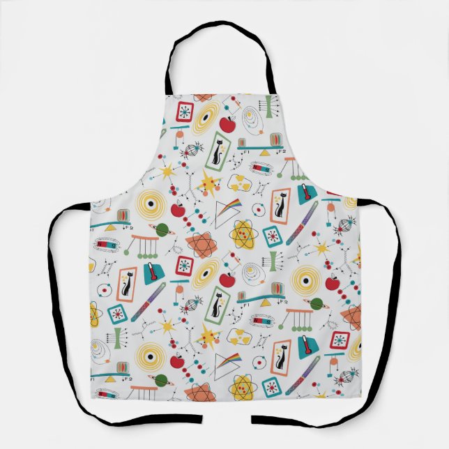 Mid Century Modern Atomic Age STEM Physics Scatter Apron (Front)