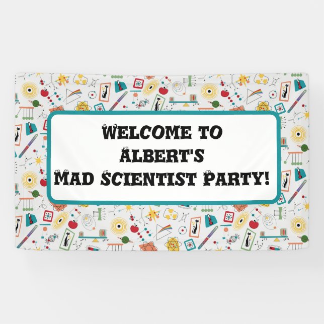 Mid Century Modern Atomic Age STEM Physics Scatter Banner (Horizontal)