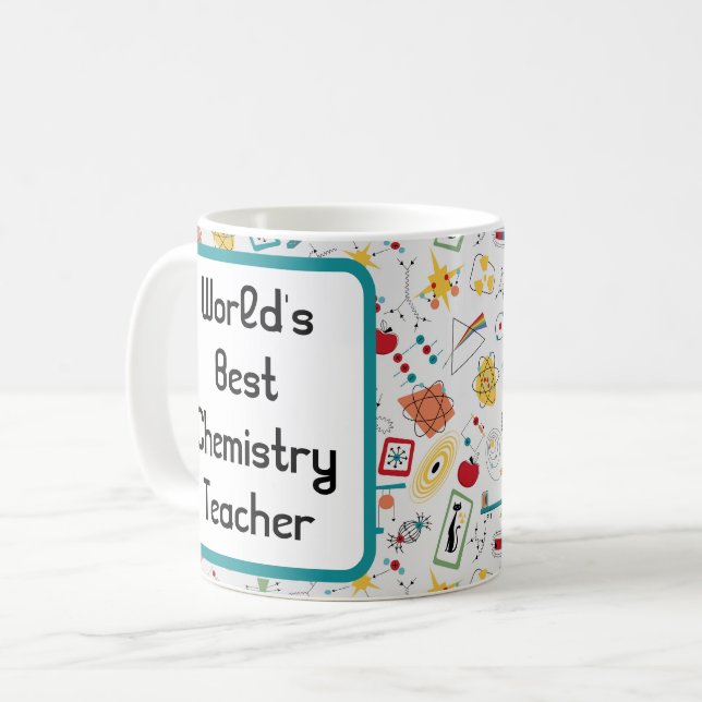Mid Century Modern Atomic Age STEM Physics Scatter Coffee Mug (Front Left)