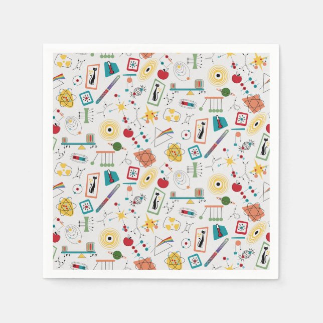 Mid Century Modern Atomic Age STEM Physics Scatter Napkin (Front)