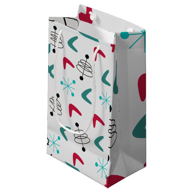 Mid-Century Modern Atomic Boomerangs  Small Gift Bag (Front Angled)