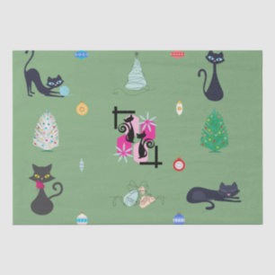 Mid Century Modern Atomic Cat Christmas Holiday  Tissue Paper