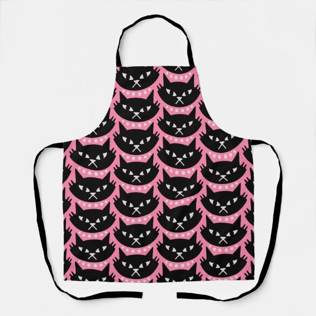 Mid Century Modern Atomic Cat Pattern Apron (Front)