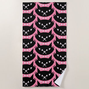 Mid Century Modern Atomic Cat Pattern Beach Towel
