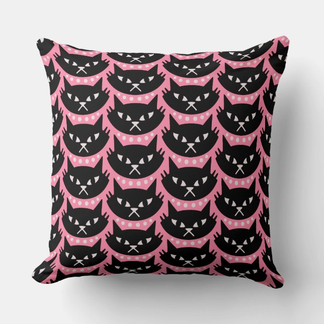 Mid Century Modern Atomic Cat Pattern Cushion (Front)
