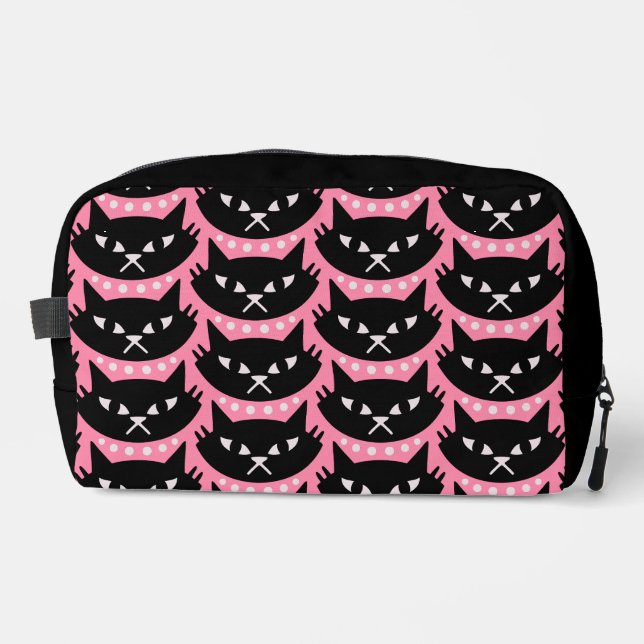 Mid Century Modern Atomic Cat Pattern Dopp Kit (Front)