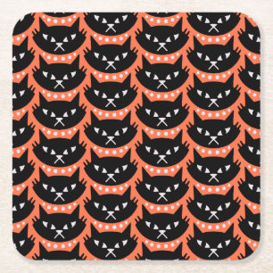 Mid Century Modern Atomic Cat Pattern Square Paper Coaster
