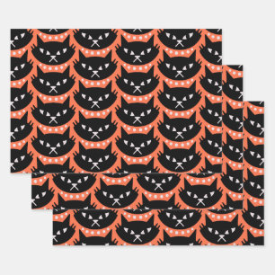 Mid Century Modern Atomic Cat Pattern Wrapping Paper Sheet