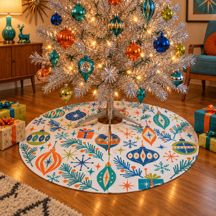 Mid-Century Modern Atomic Christmas Brushed Polyester Tree Skirt