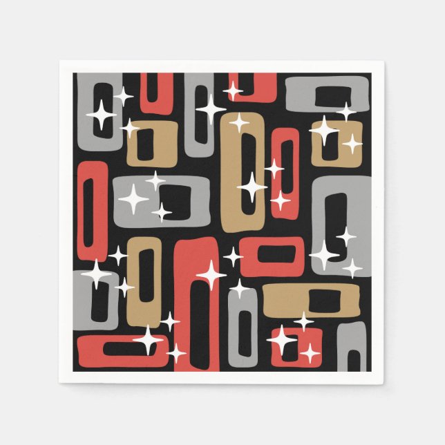 Mid Century Modern Atomic Christmas Napkin (Front)