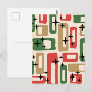 Mid Century Modern Atomic Christmas Postcard