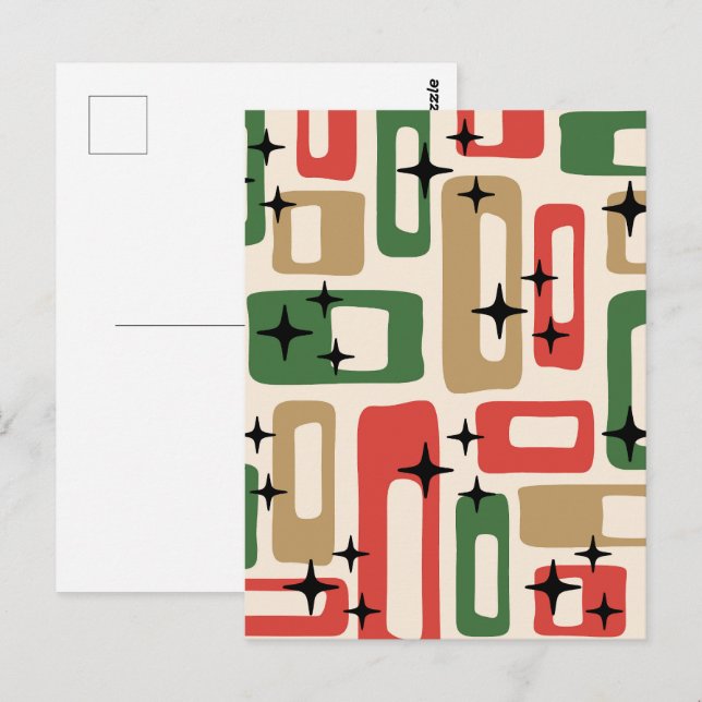 Mid Century Modern Atomic Christmas Postcard (Front/Back)
