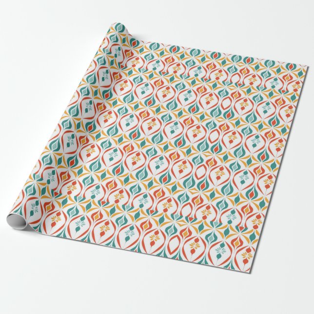 Mid Century Modern Atomic Christmas Wrapping Paper (Unrolled)